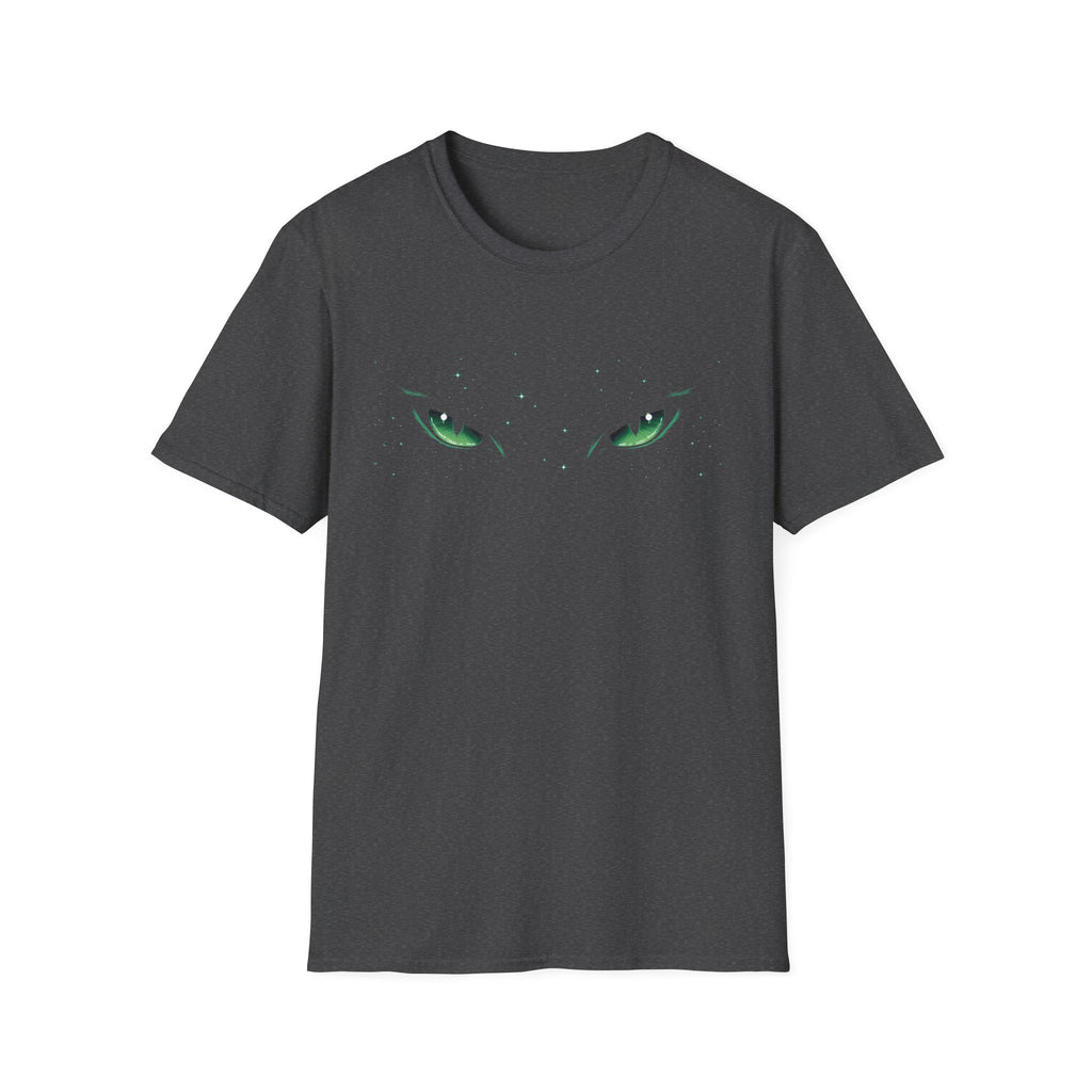 Mystic Green Cat Eyes T-Shirt - Glowing Feline Gaze Tee