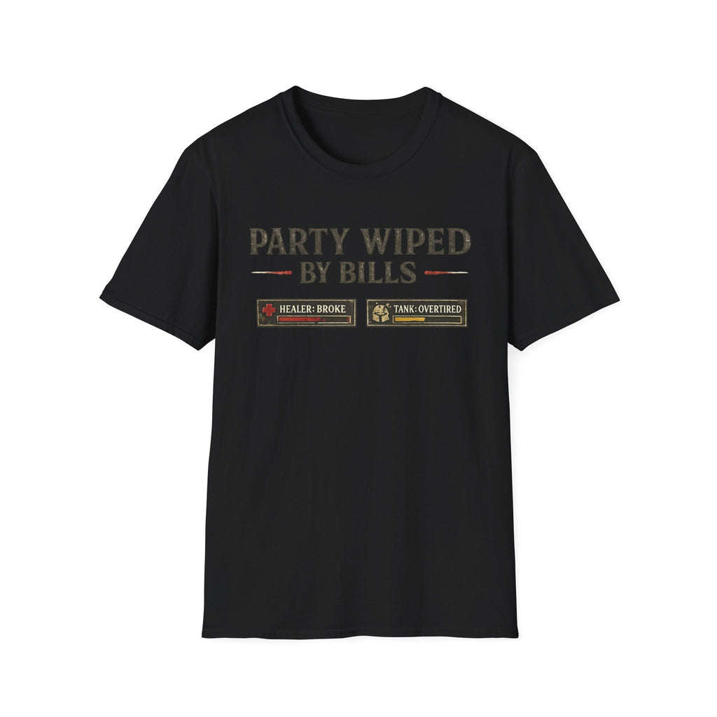 "Party Wiped by Bills" Funny Gaming Meme T-Shirt