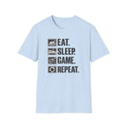 "Eat. Sleep. Game. Repeat." - Gamer Graphic T-Shirt