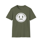 Meh Emoji Face Coin Grunge T-Shirt - Minimal Neutral Emoticon Tee