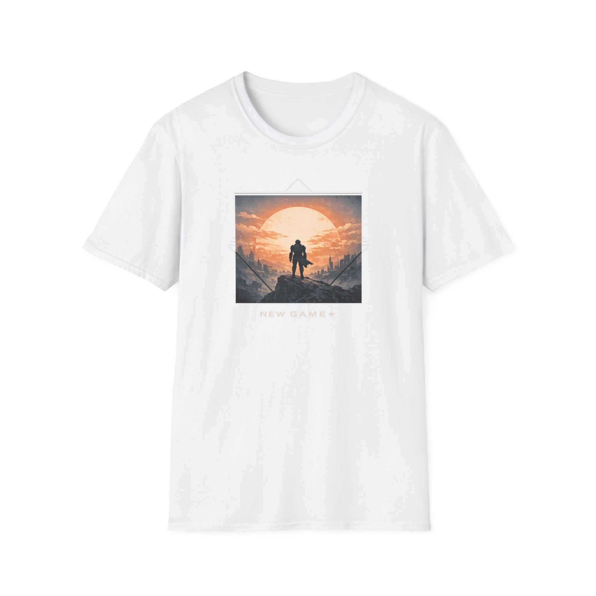 'New Game+' Sunset Wanderer T-Shirt - Silhouette Adventure Graphic Tee