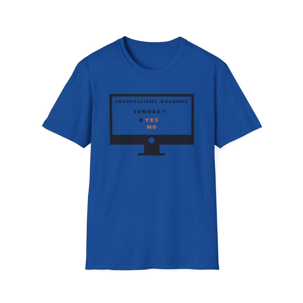 "Insufficient Balance" Retro Computer Screen Graphic T-Shirt