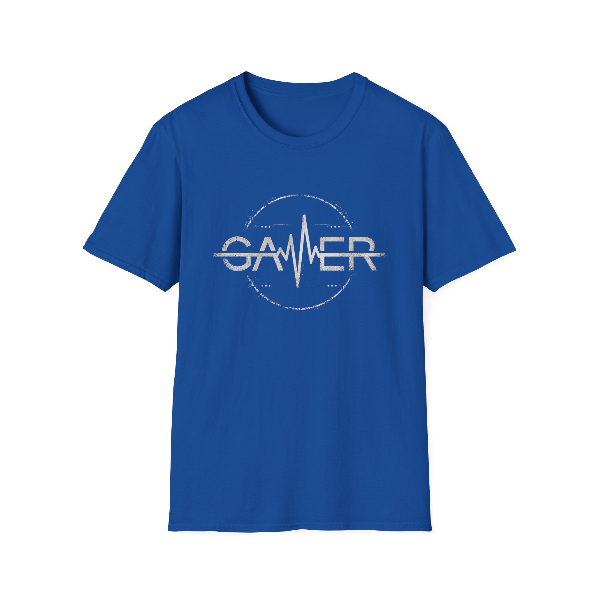 Gamer Heartbeat T‑Shirt — Retro Pulse White Writing Gaming Tee
