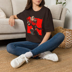 Gamer Girl Gunslinger Graphic T-Shirt — Red Comic Gun Heroine Tee