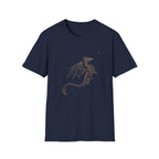 Gold Celestial Dragon T-Shirt — Mystic Fantasy Tee with Moon Accent