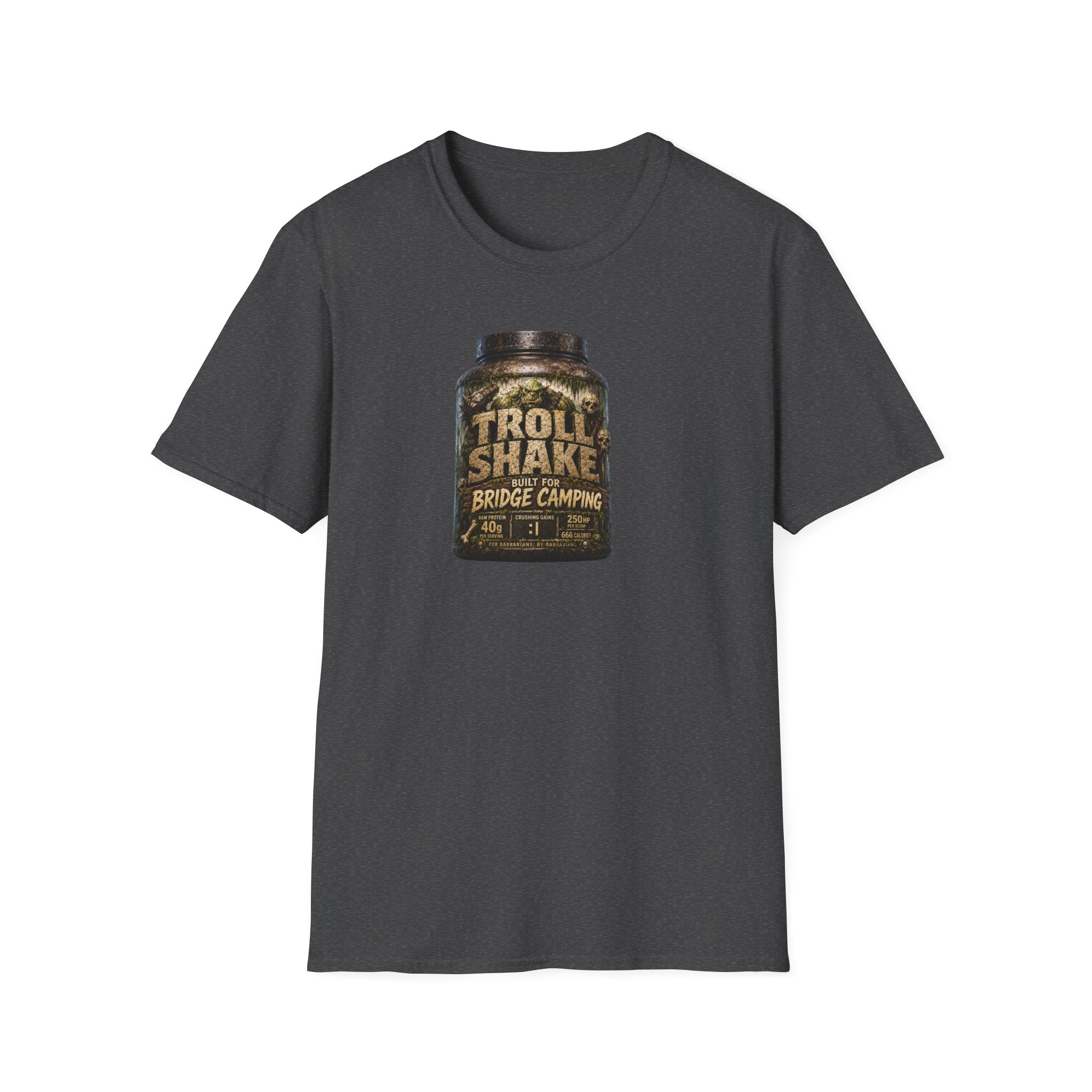 "Troll Shake: Built for Bridge Camping" Vintage Protein Powder Graphic T-Shirt