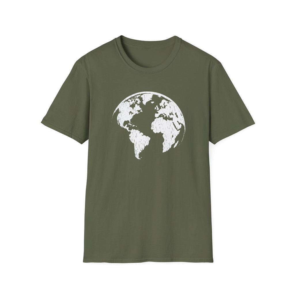 Earth Globe T-Shirt — Minimal White World Tee