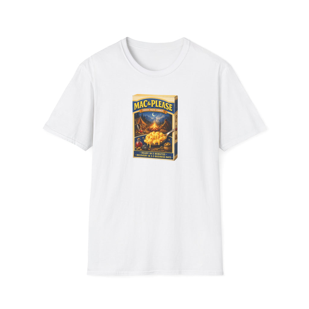 Mac & Please Vintage Boxed Dinner T-Shirt — Retro Comfort Food Graphic Tee