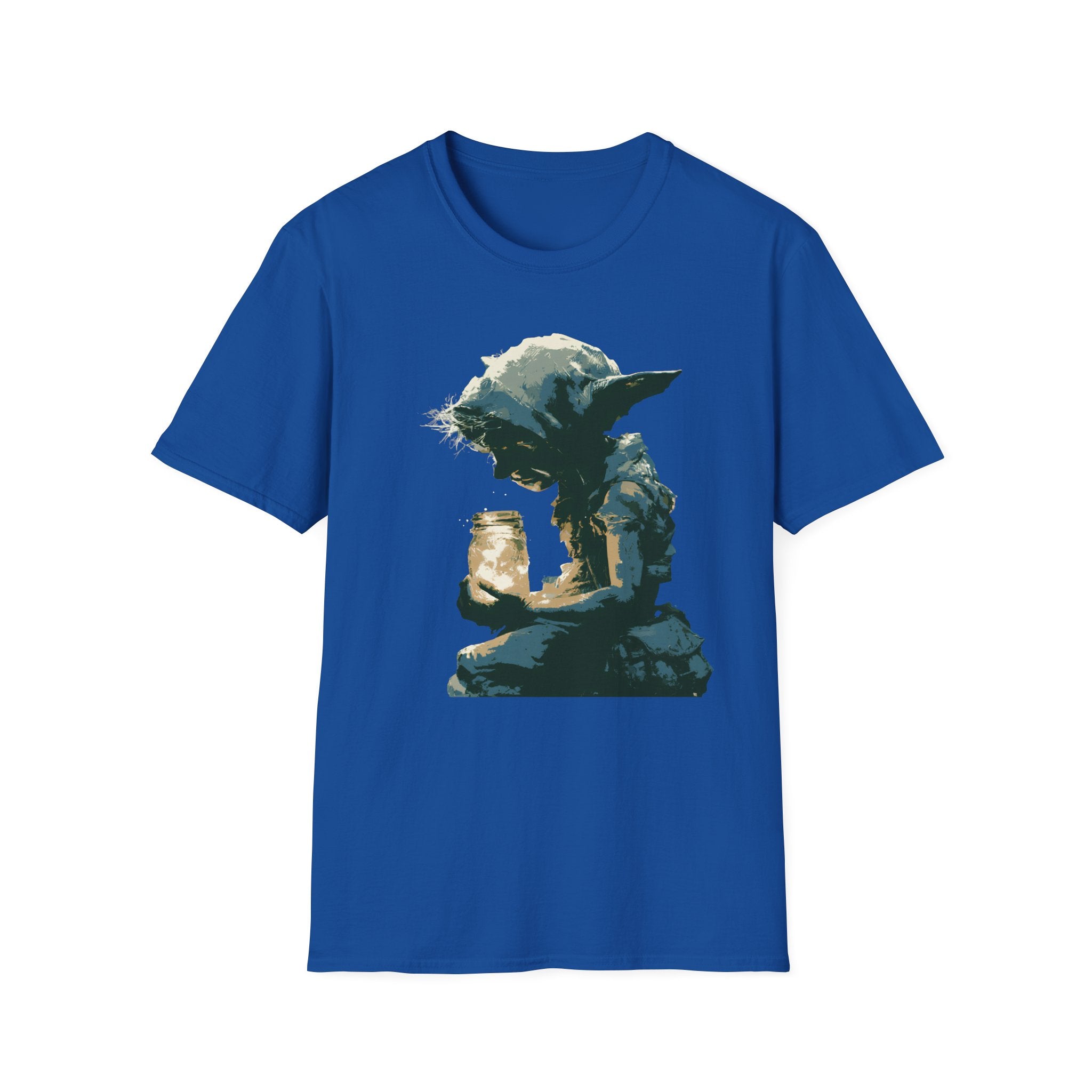 Stylish Imp Fantasy Artwork T-Shirt - Vintage Sketch Graphic Imp Holding Firefly Jar, Cute Tee