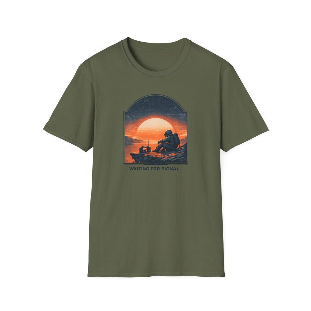'Waiting For Signal' Astronaut Graphic T-Shirt - Retro Radio Sunset