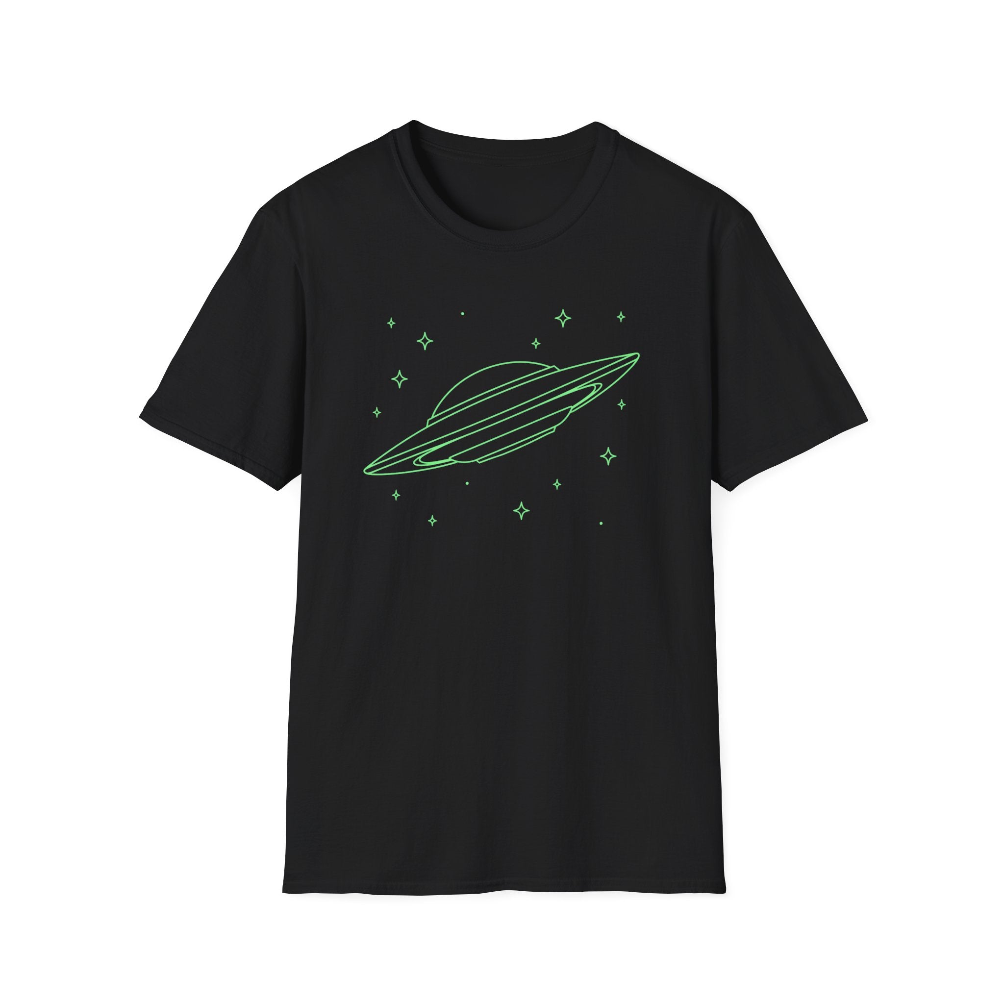 Alien UFO T‑Shirt - Neon Green Spaceship Graphic Tee