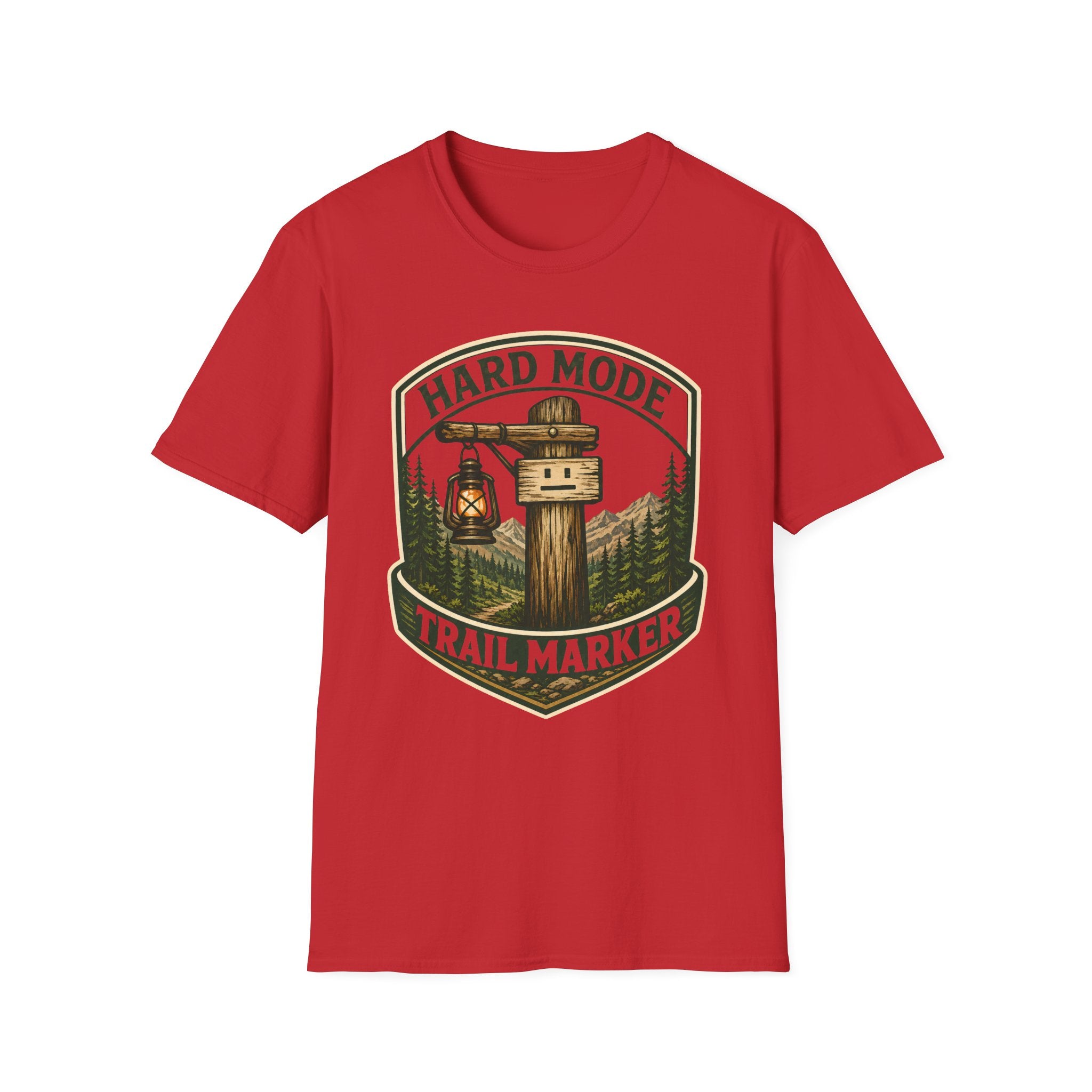 Hard Mode Trail Marker T-Shirt - Lantern Sign Graphic Tee
