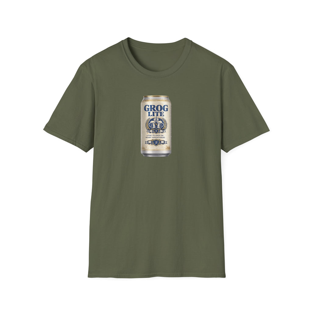 Grog Lite Parody Beer Can Graphic T-Shirt