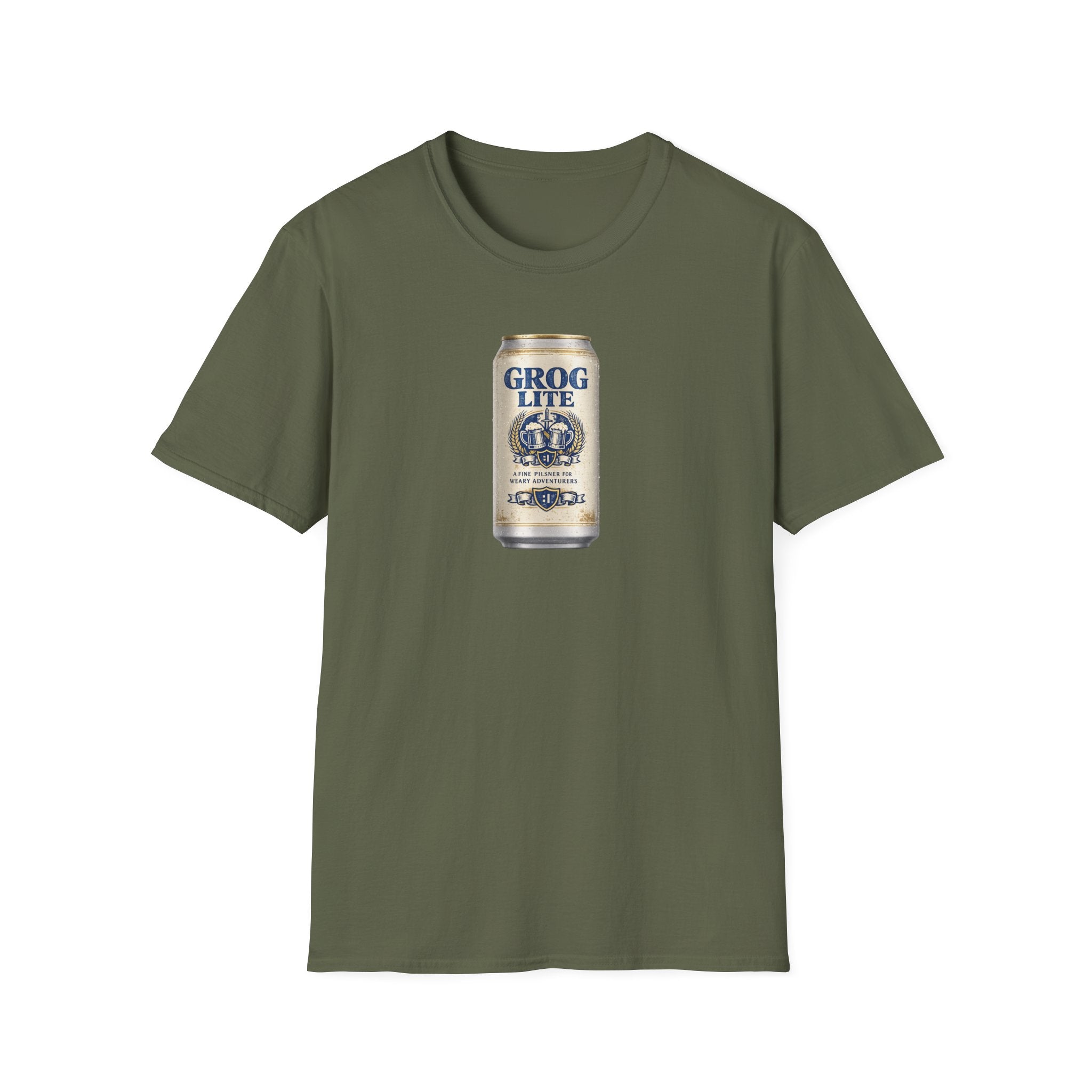Grog Lite Parody Beer Can Graphic T-Shirt