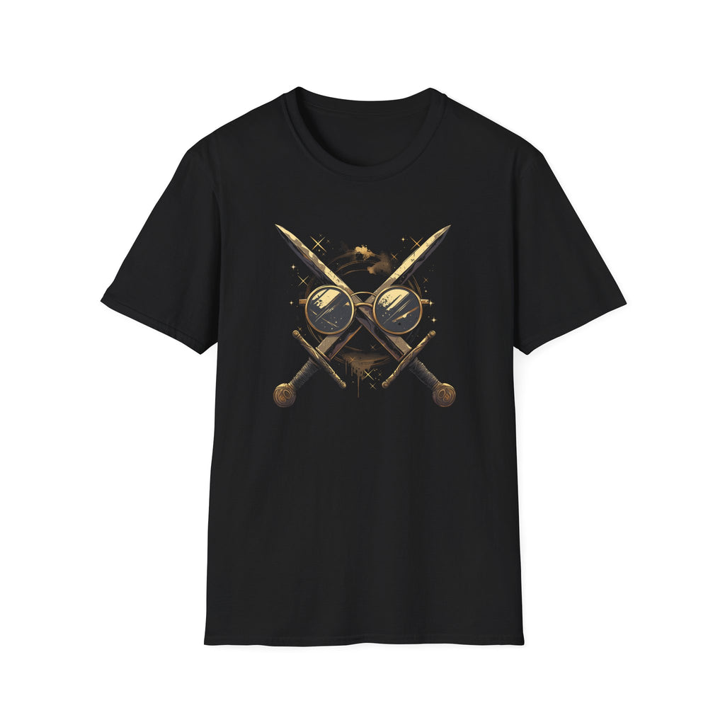 Weird Nerd Glasses Sword Face Graphic T-Shirt