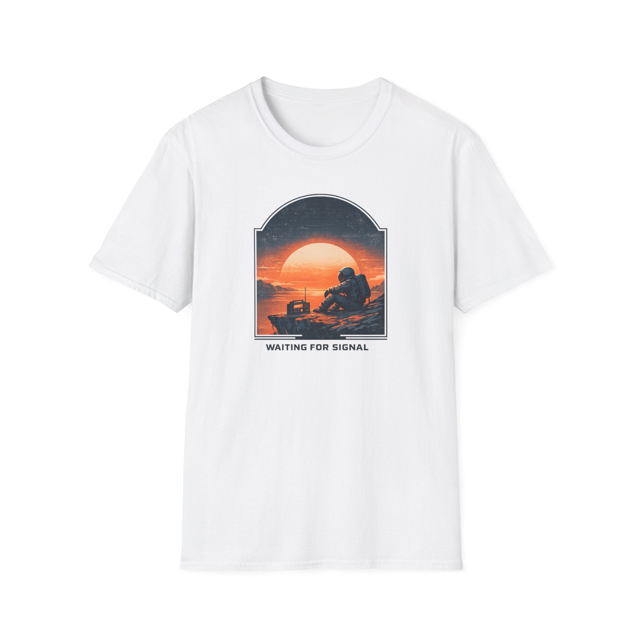 'Waiting For Signal' Astronaut Graphic T-Shirt - Retro Radio Sunset