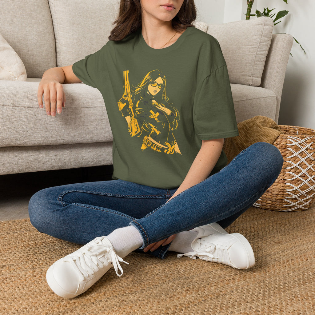 Comic Girl - Noir Femme Illustration T-Shirt