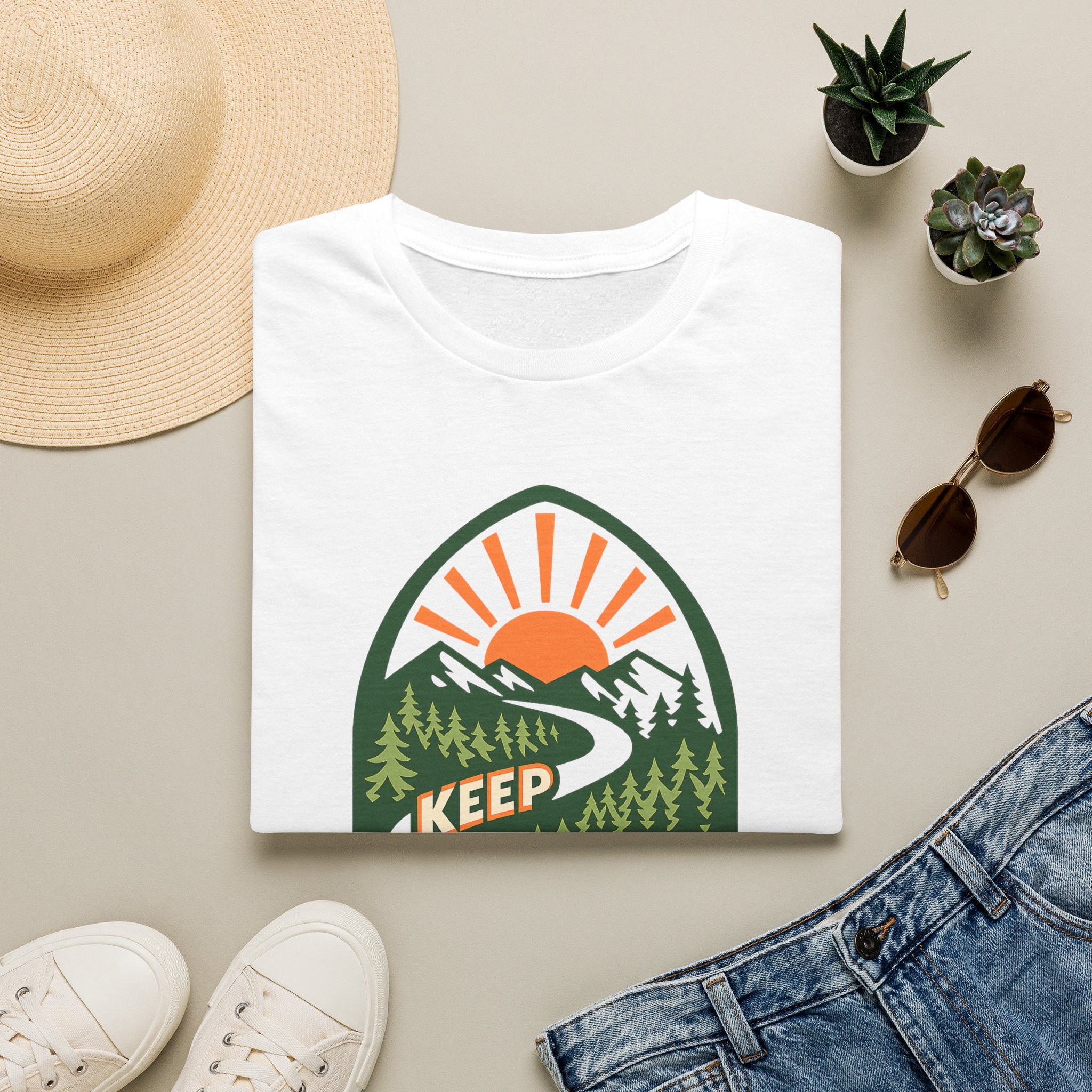 Keep Moving Adventure T-Shirt - Mountain Sunrise Graphic Tee