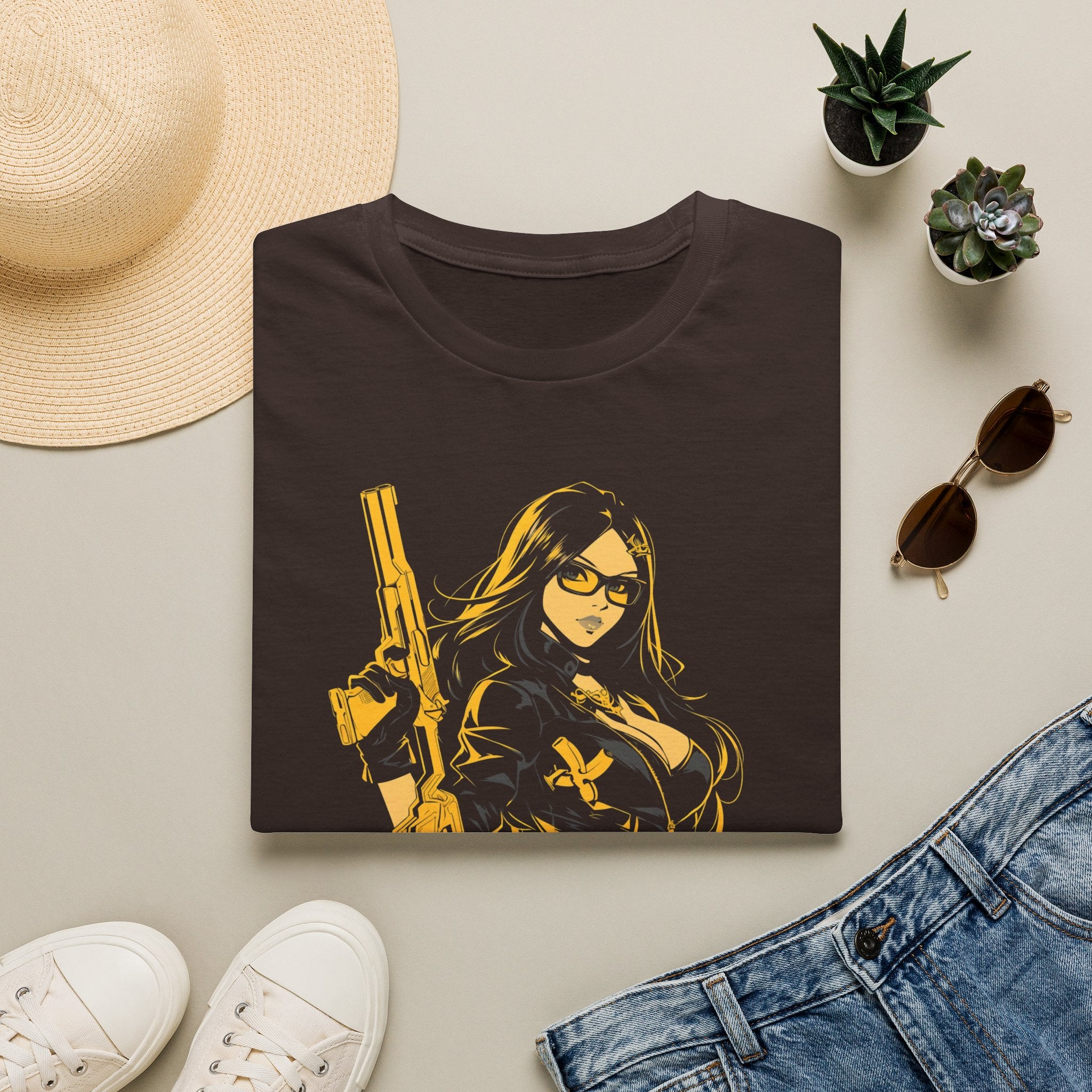 Comic Girl - Noir Femme Illustration T-Shirt