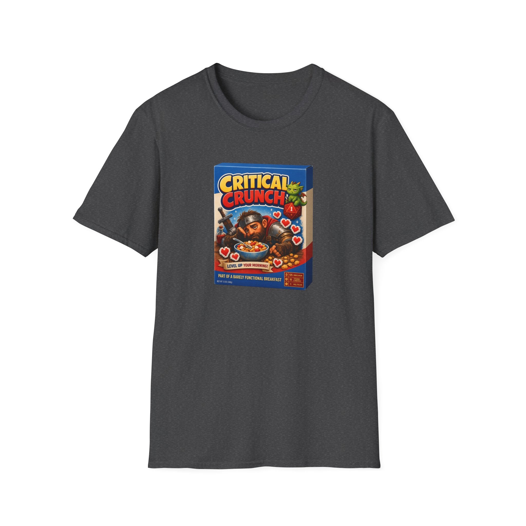 Critical Crunch Cereal T-Shirt — Retro Gaming Breakfast Tee