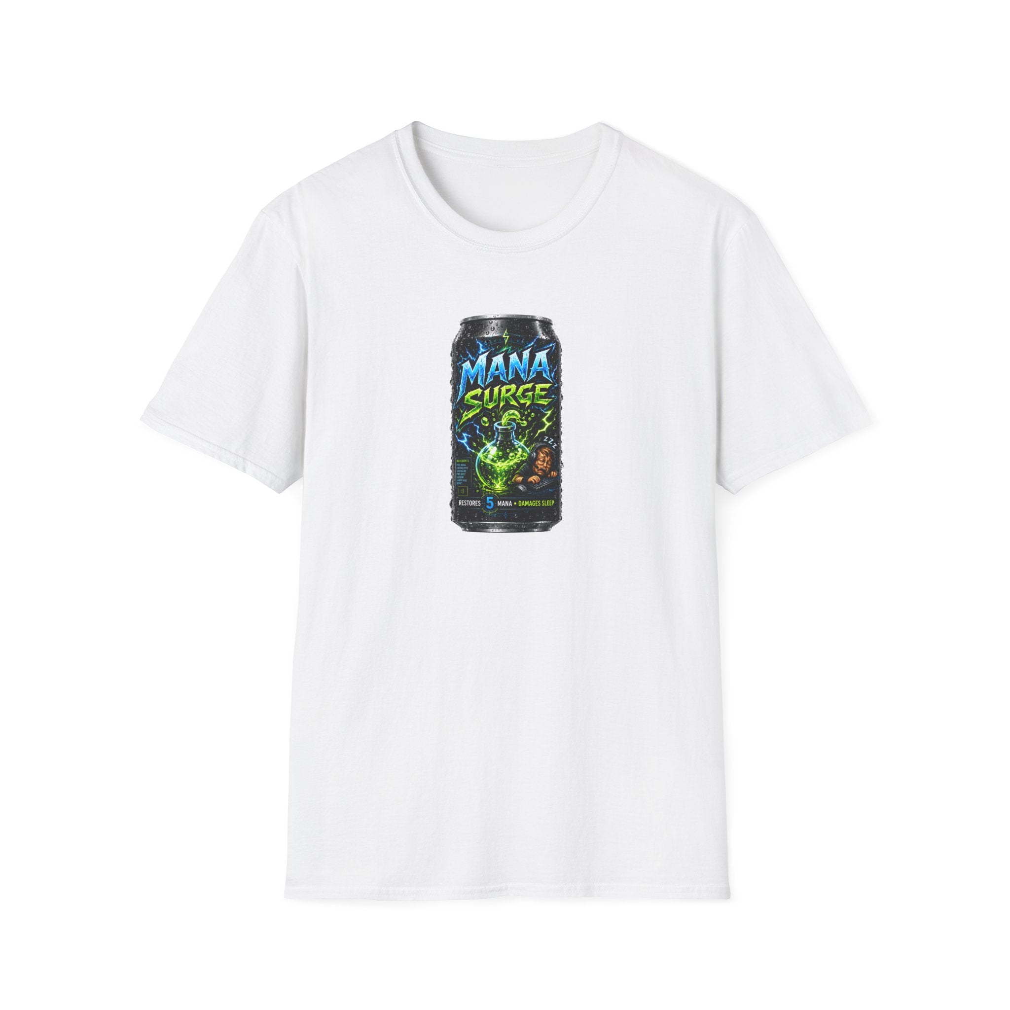 Mana Surge Energy Drink Can T-Shirt — Gamer & Fantasy Graphic Tee