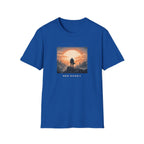 'New Game+' Sunset Wanderer T-Shirt - Silhouette Adventure Graphic Tee