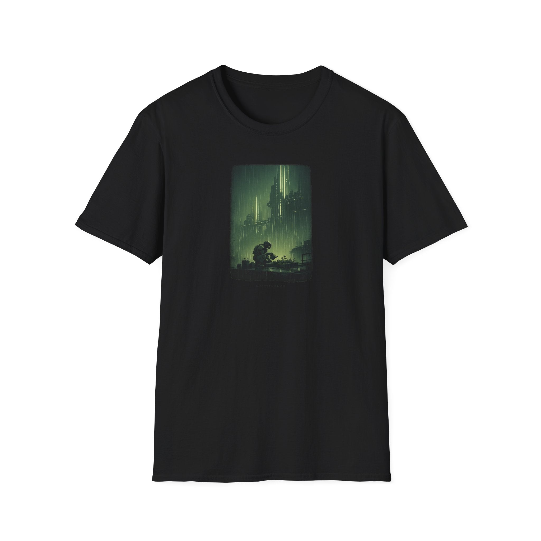 'Maintenance' Mode Retro Futuristic - Gardener Cityscape T-Shirt