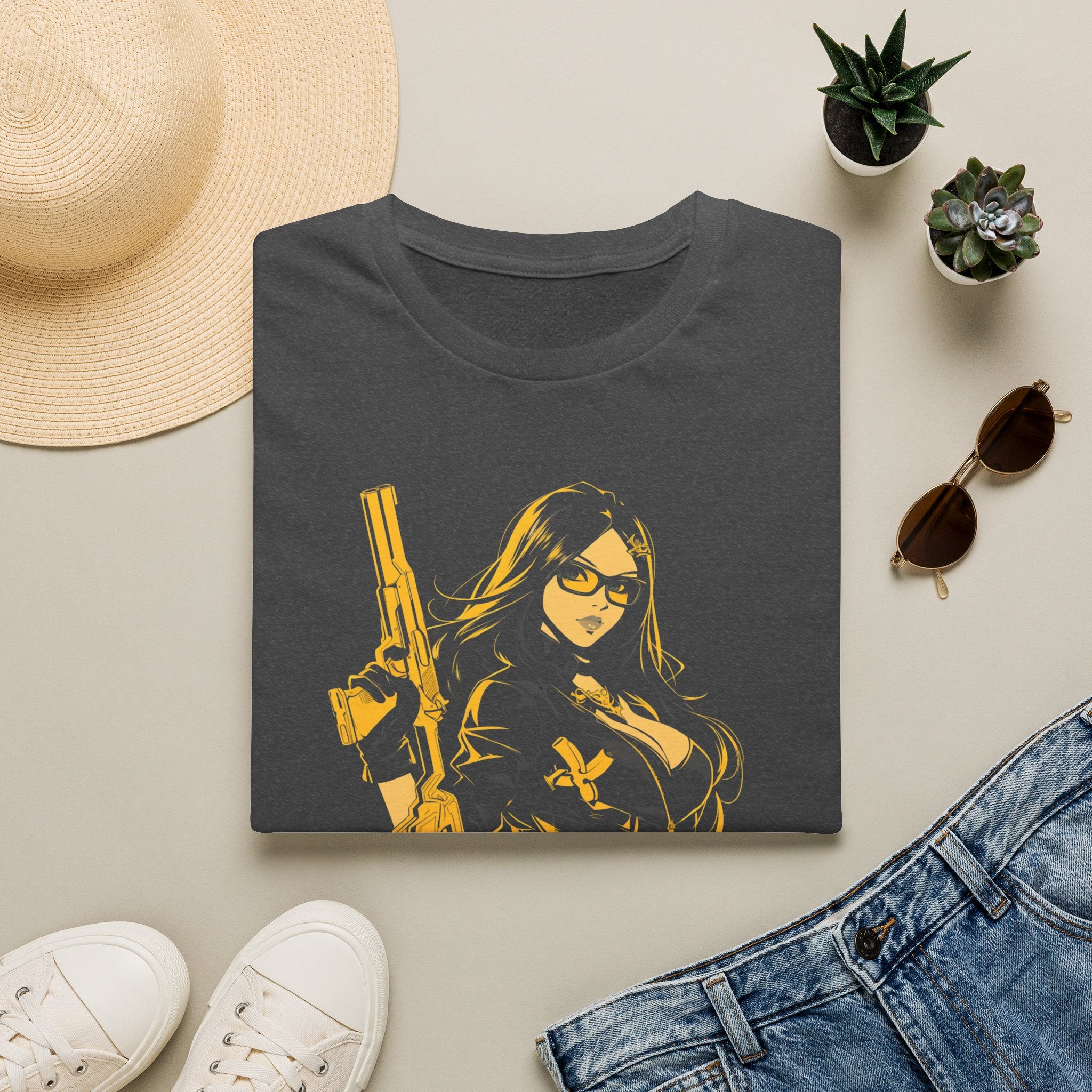 Comic Girl - Noir Femme Illustration T-Shirt
