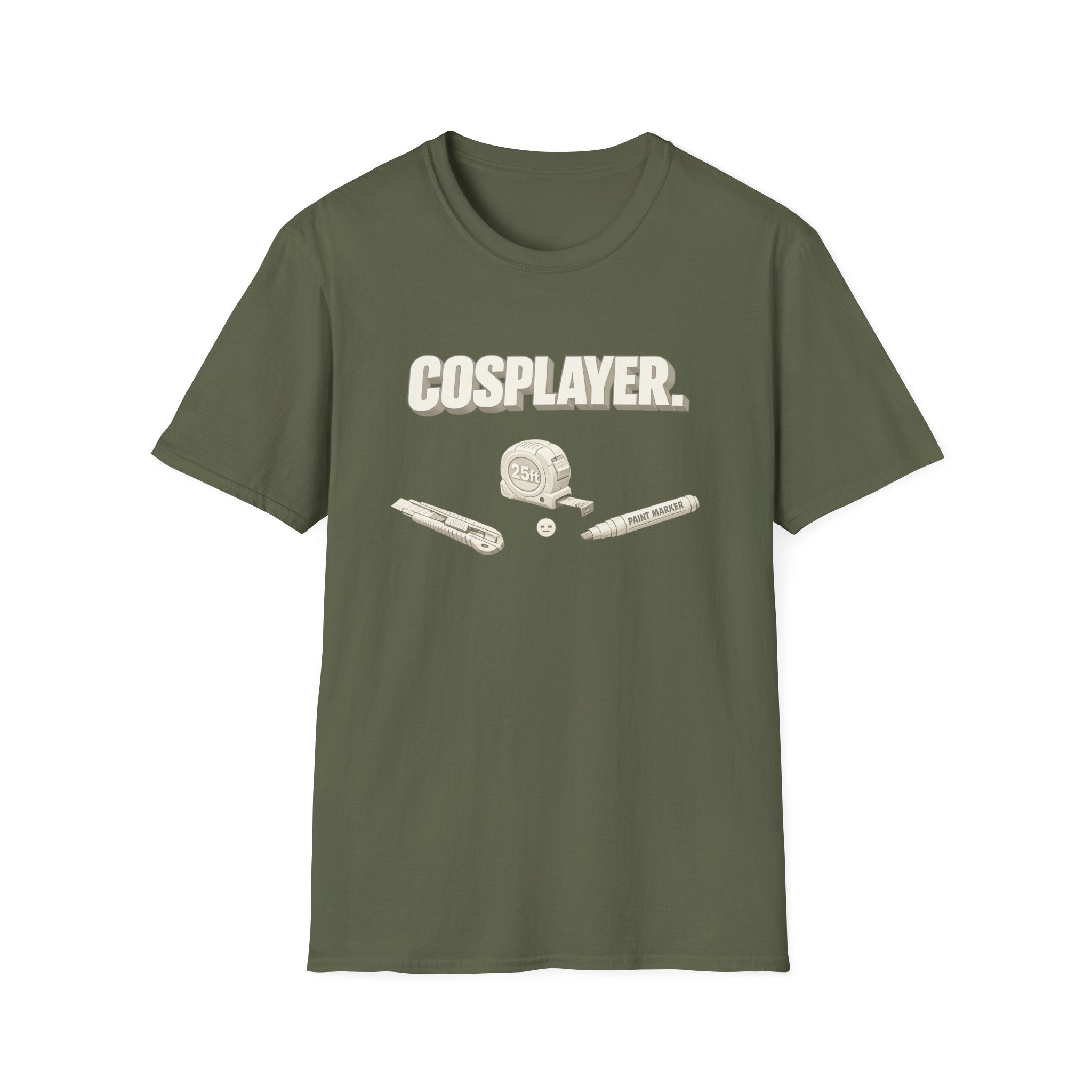 Cosplayer Tools T-Shirt — 'COSPLAYER.' Graphic Tee for Costume Makers & Conventions