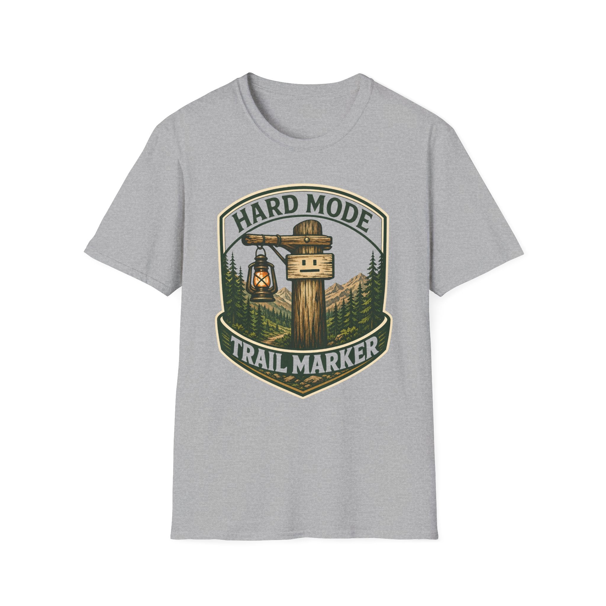 Hard Mode Trail Marker T-Shirt - Lantern Sign Graphic Tee
