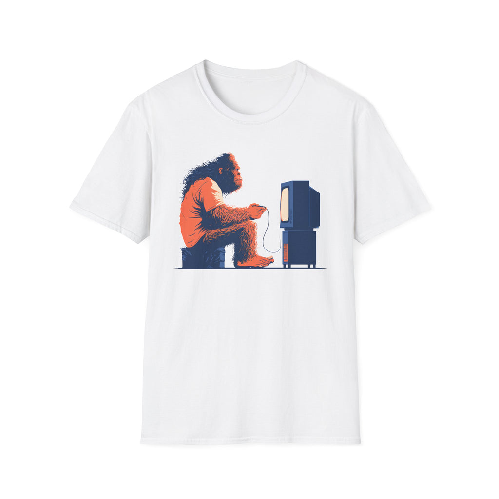 Retro Gamer Sasquatch T-Shirt - Vintage Bigfoot Playing Video Games Graphic Tee