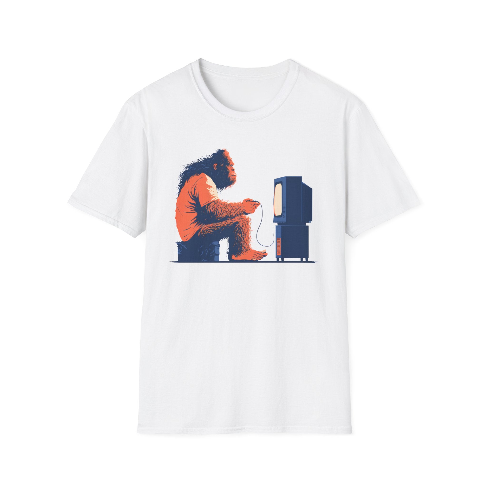 Retro Gamer Sasquatch T-Shirt - Vintage Bigfoot Playing Video Games Graphic Tee