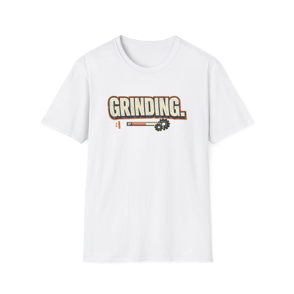 Grinding T-Shirt — Motivational Hustle Tee with Progress Bar & Gear