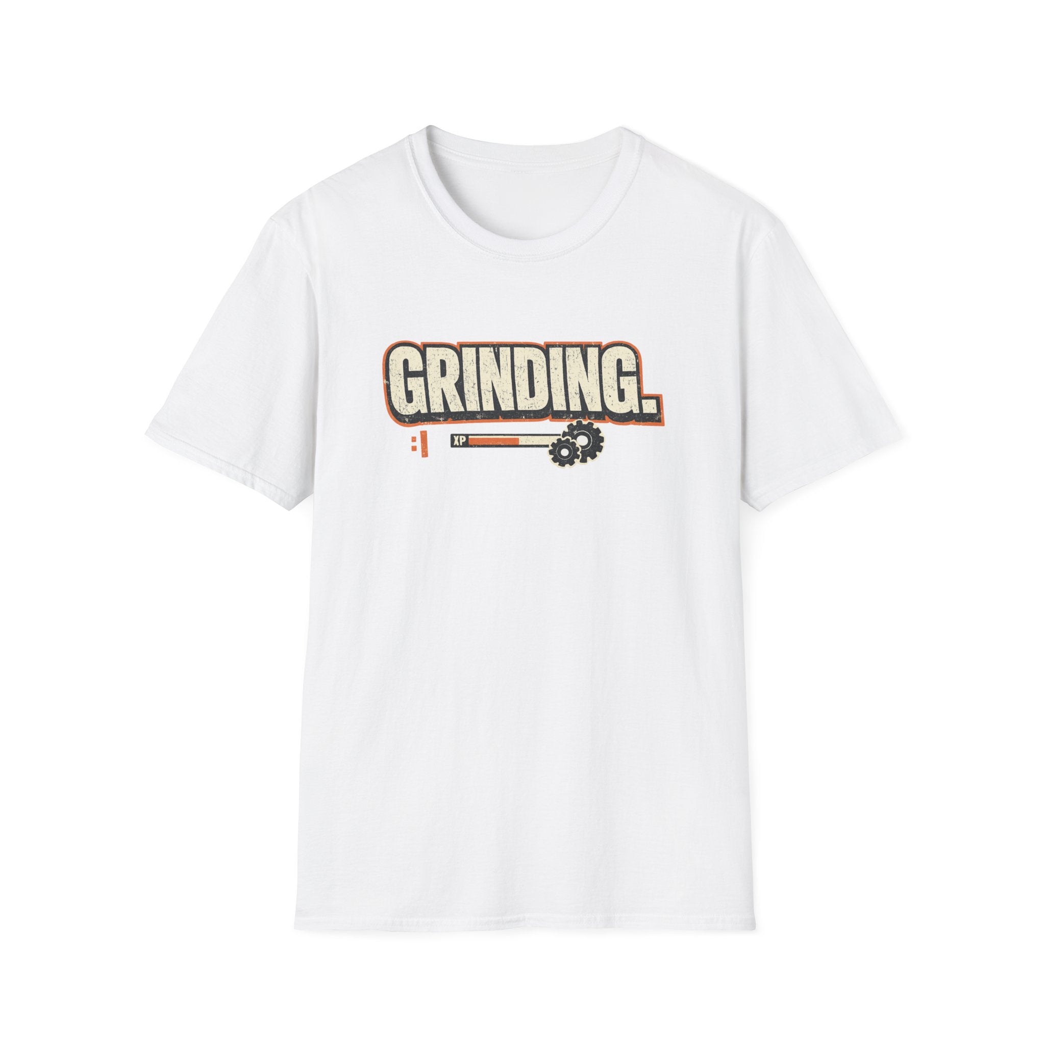 Grinding T-Shirt — Motivational Hustle Tee with Progress Bar & Gear