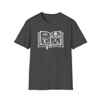 Spellbook Stylized Graphic T-Shirt - Vintage Witchbook Tee (Eye, Skull & Symbols)