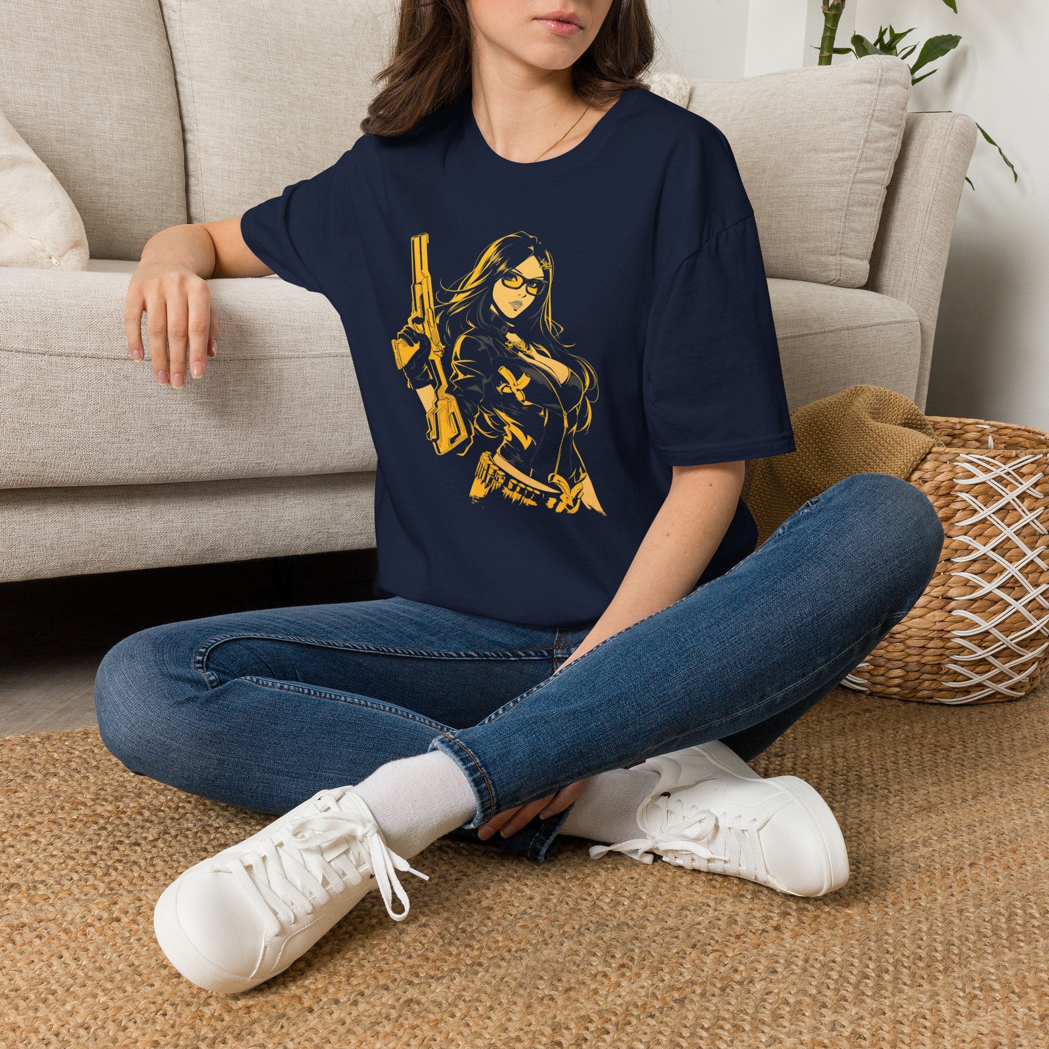 Comic Girl - Noir Femme Illustration T-Shirt