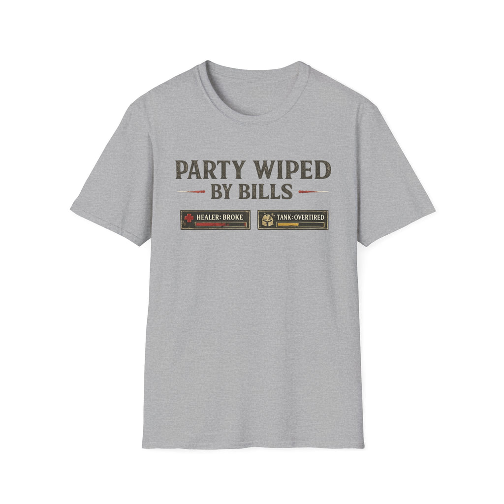 "Party Wiped by Bills" Funny Gaming Meme T-Shirt