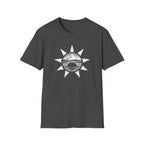 Sunset Mountain T-Shirt — Minimal Nautical Sun & Waves Graphic