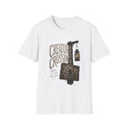 Creature Crossing T-Shirt - Rustic Lantern & Caution Adventure Tee
