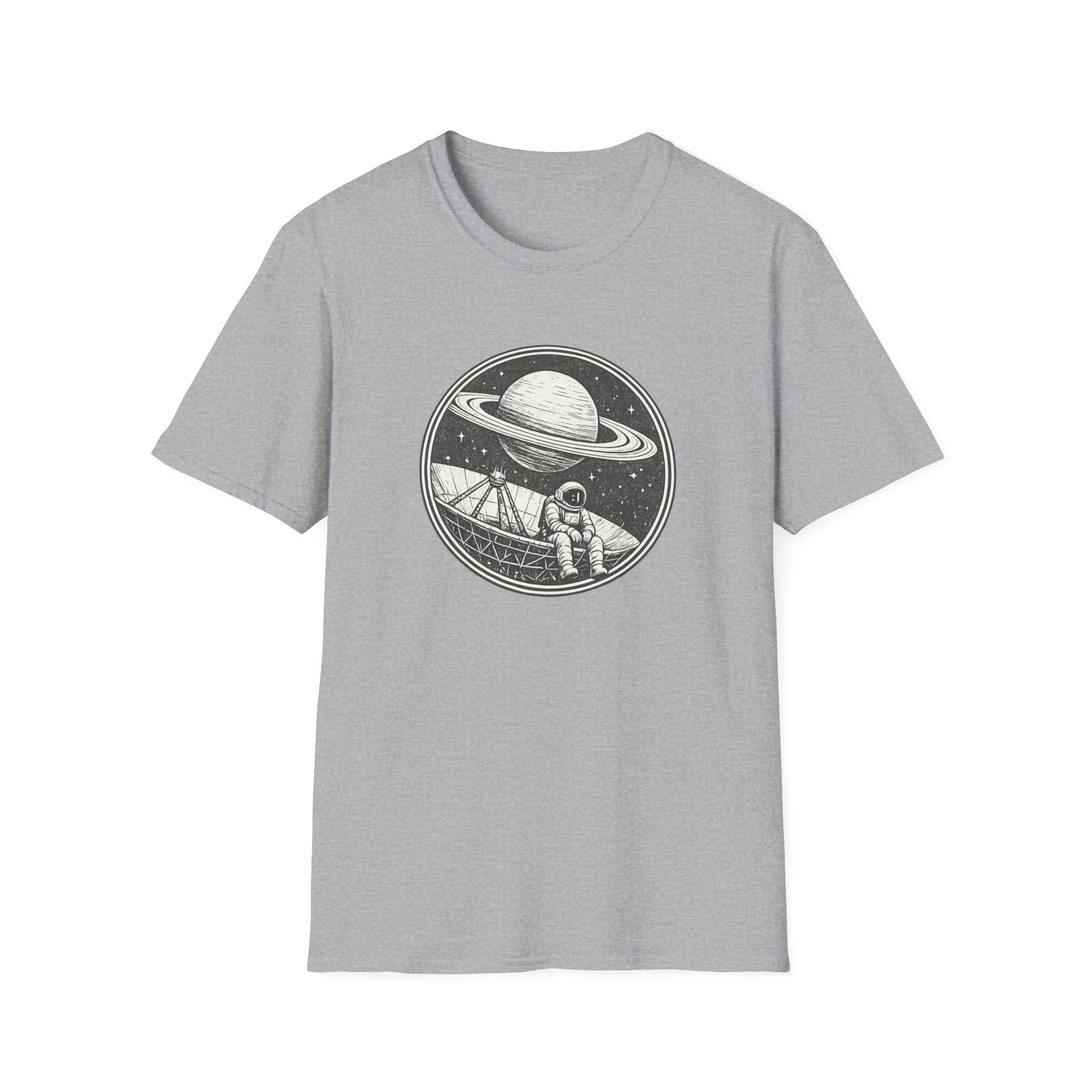 Lonely Astronaut & Saturn Graphic T-Shirt - Vintage Space Explorer Tee