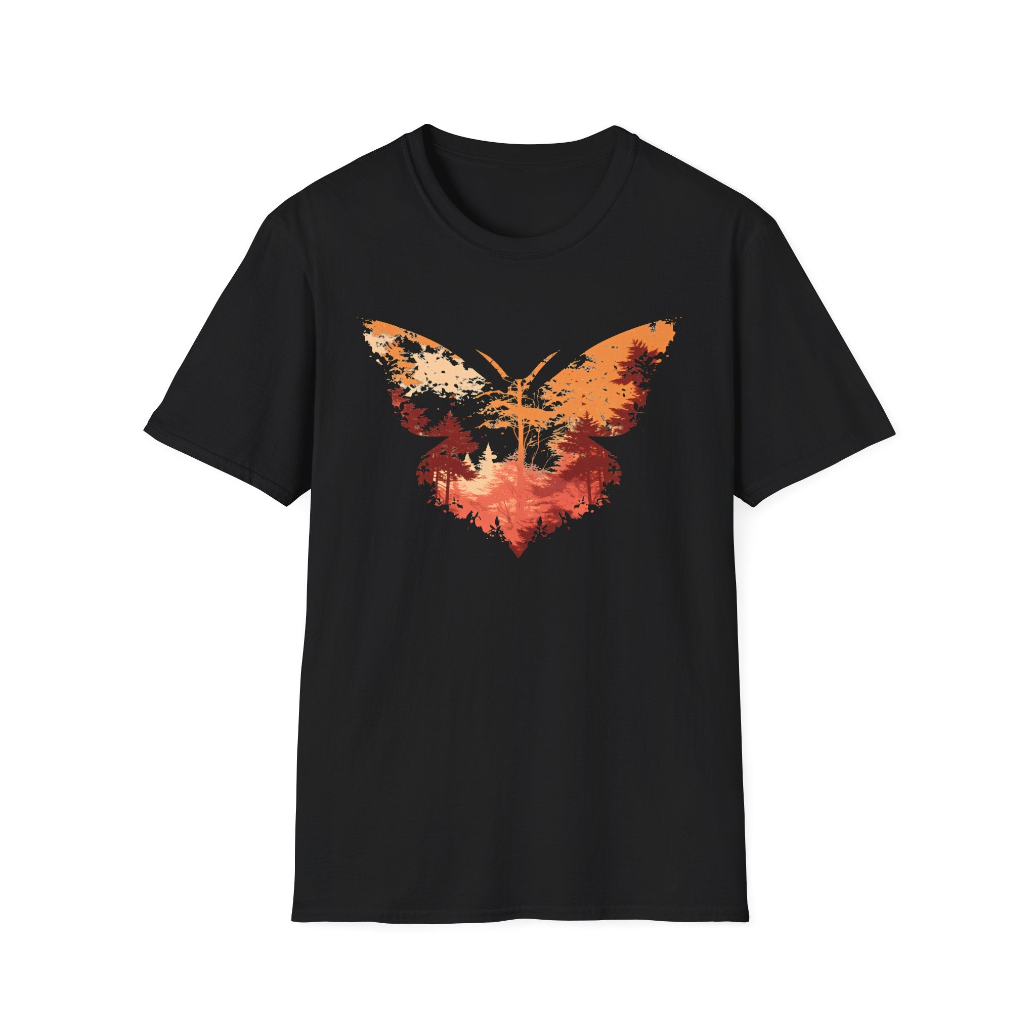 Butterfly Sunset T‑Shirt - Surreal Fantasy Silhouette