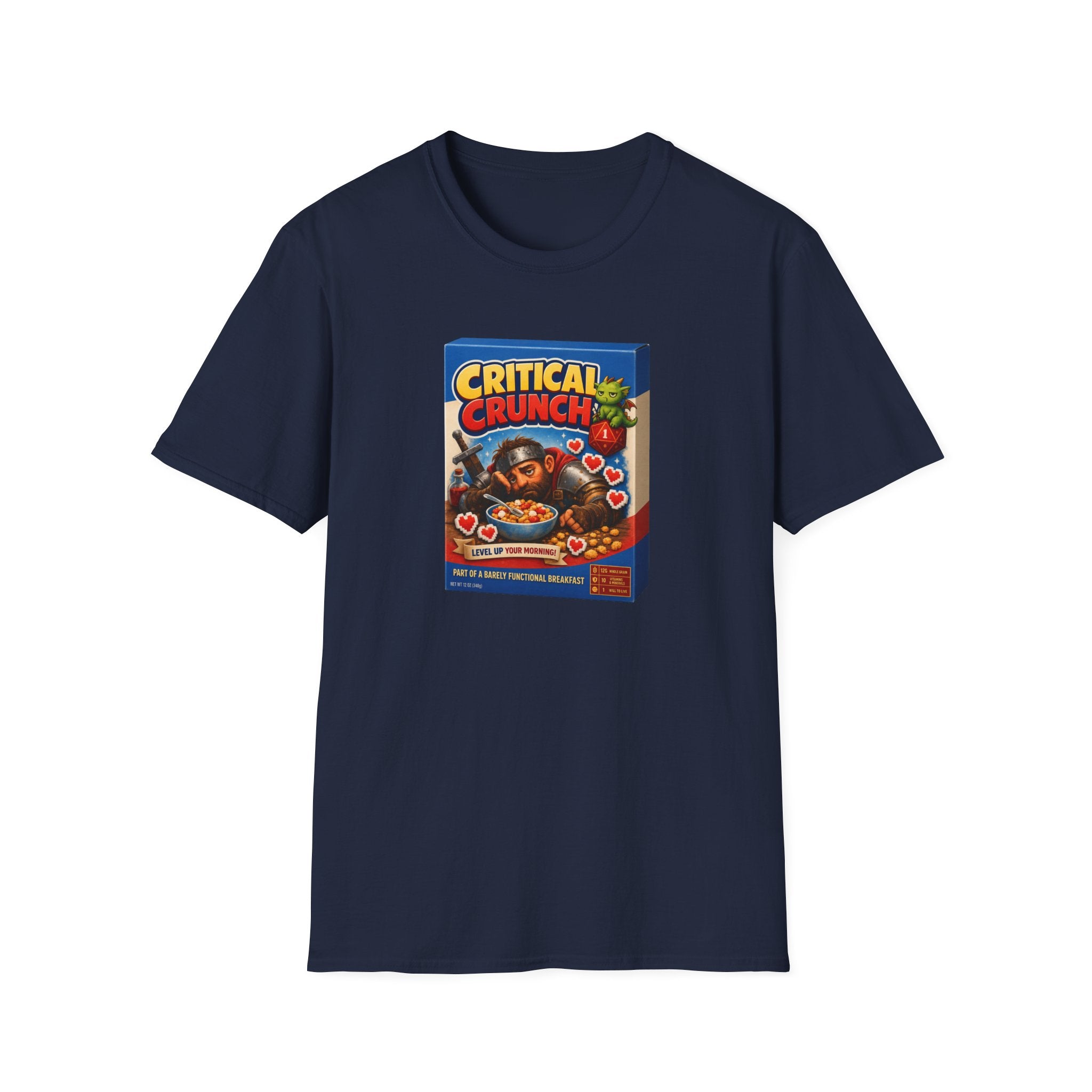 Critical Crunch Cereal T-Shirt — Retro Gaming Breakfast Tee