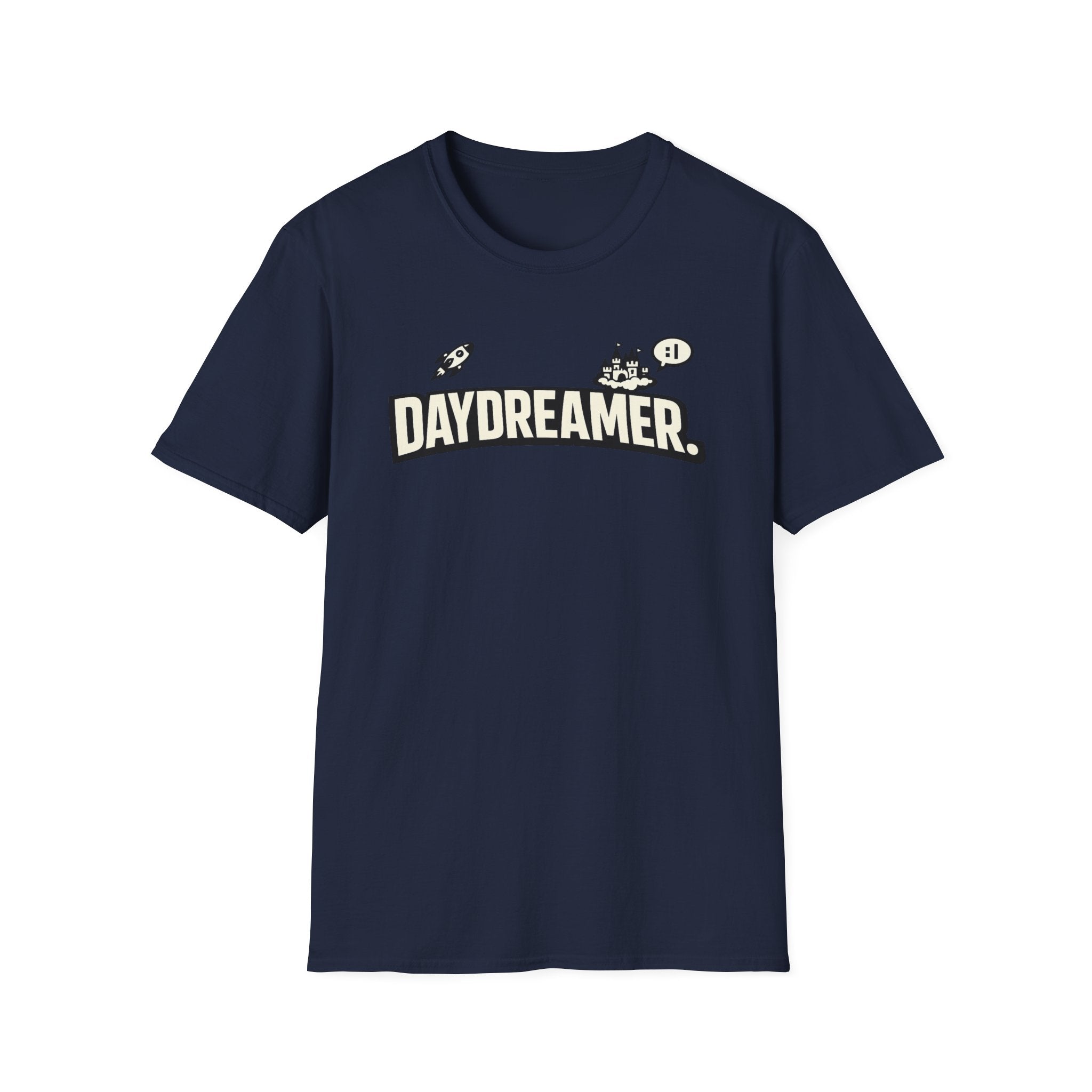 Daydreamer Graphic T-Shirt — Retro Rocket & Castle Design