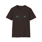 Mystic Green Cat Eyes T-Shirt - Glowing Feline Gaze Tee