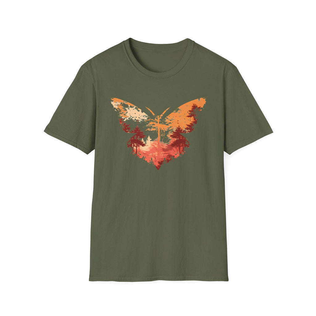 Butterfly Sunset T‑Shirt - Surreal Fantasy Silhouette