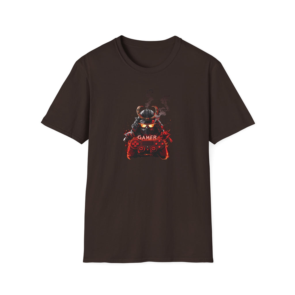Samurai Gamer T-Shirt - Fiery Gaming Helmet Design