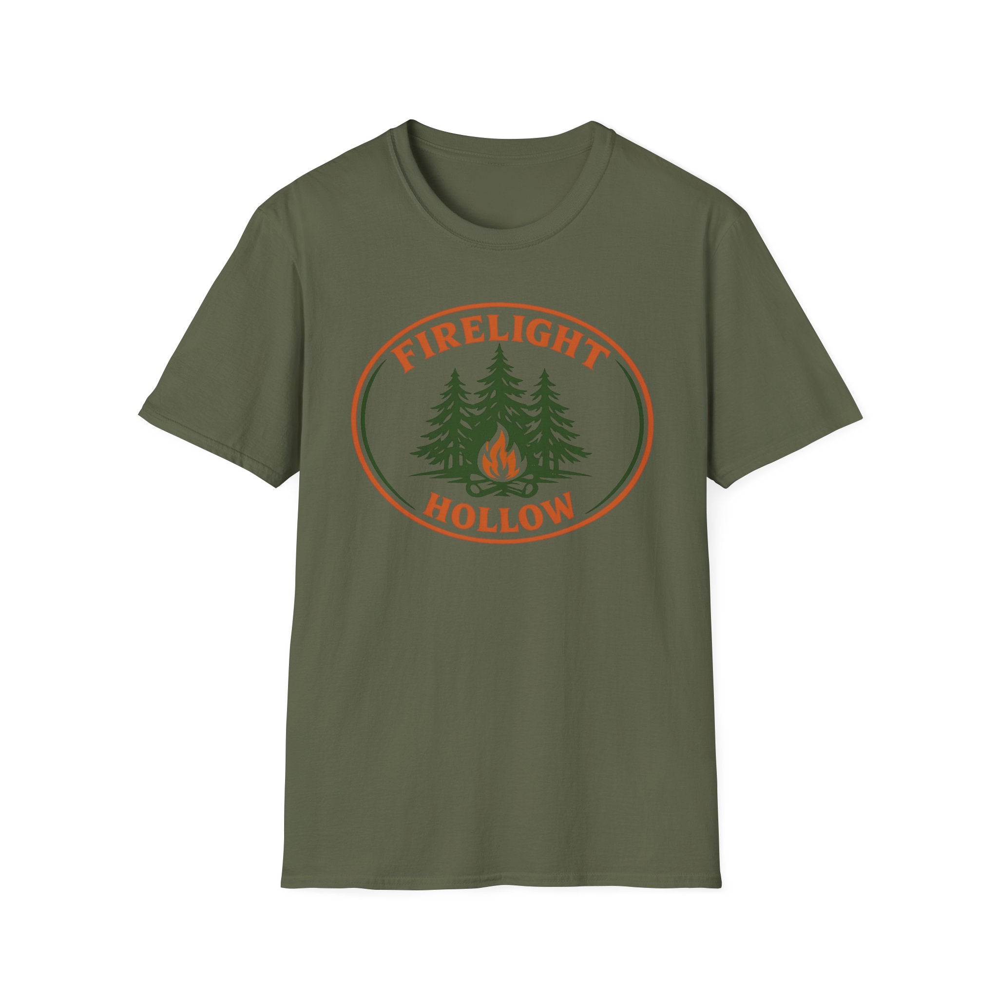 Firelight Hollow T-Shirt - Campfire Forest Graphic Tee