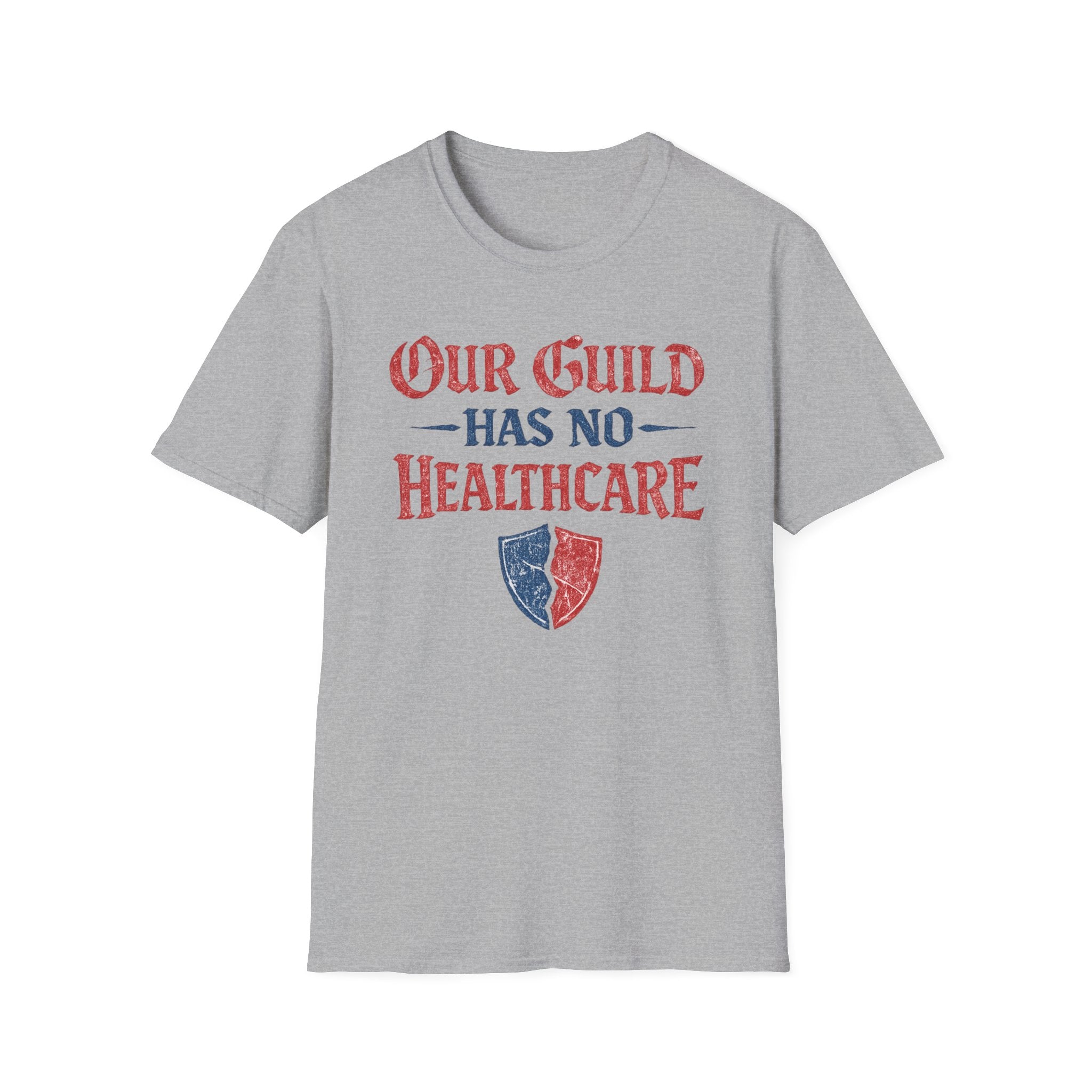 "Our Guild Has No Healthcare" Vintage Distressed Gaming T-Shirt