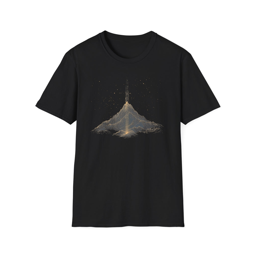 Golden Mountain Peak T‑Shirt — Minimal Night Sky Adventure Tee