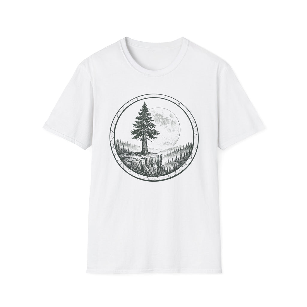 Nature Moon T-Shirt — Pine Tree Circle Graphic